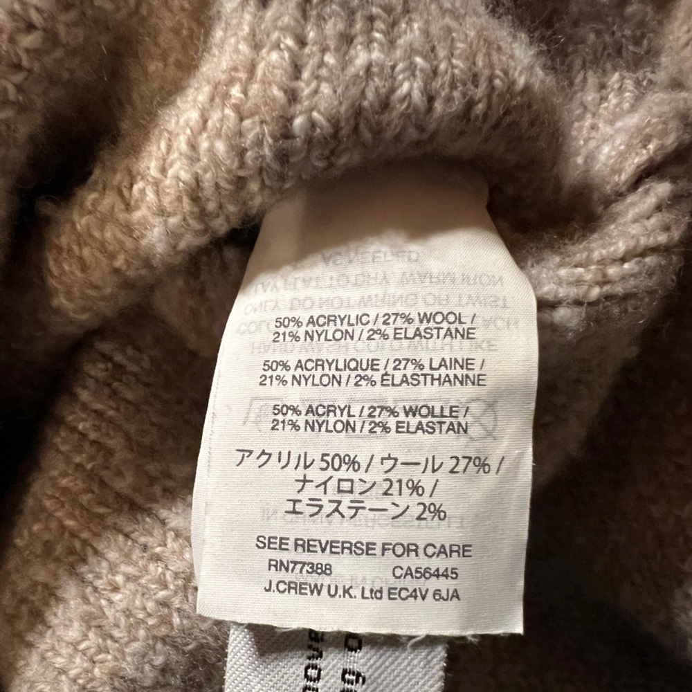 Madewell Windowpane Turtleneck Sweater Women’s XL very Good Tan Cream - Picture 6 of 10
